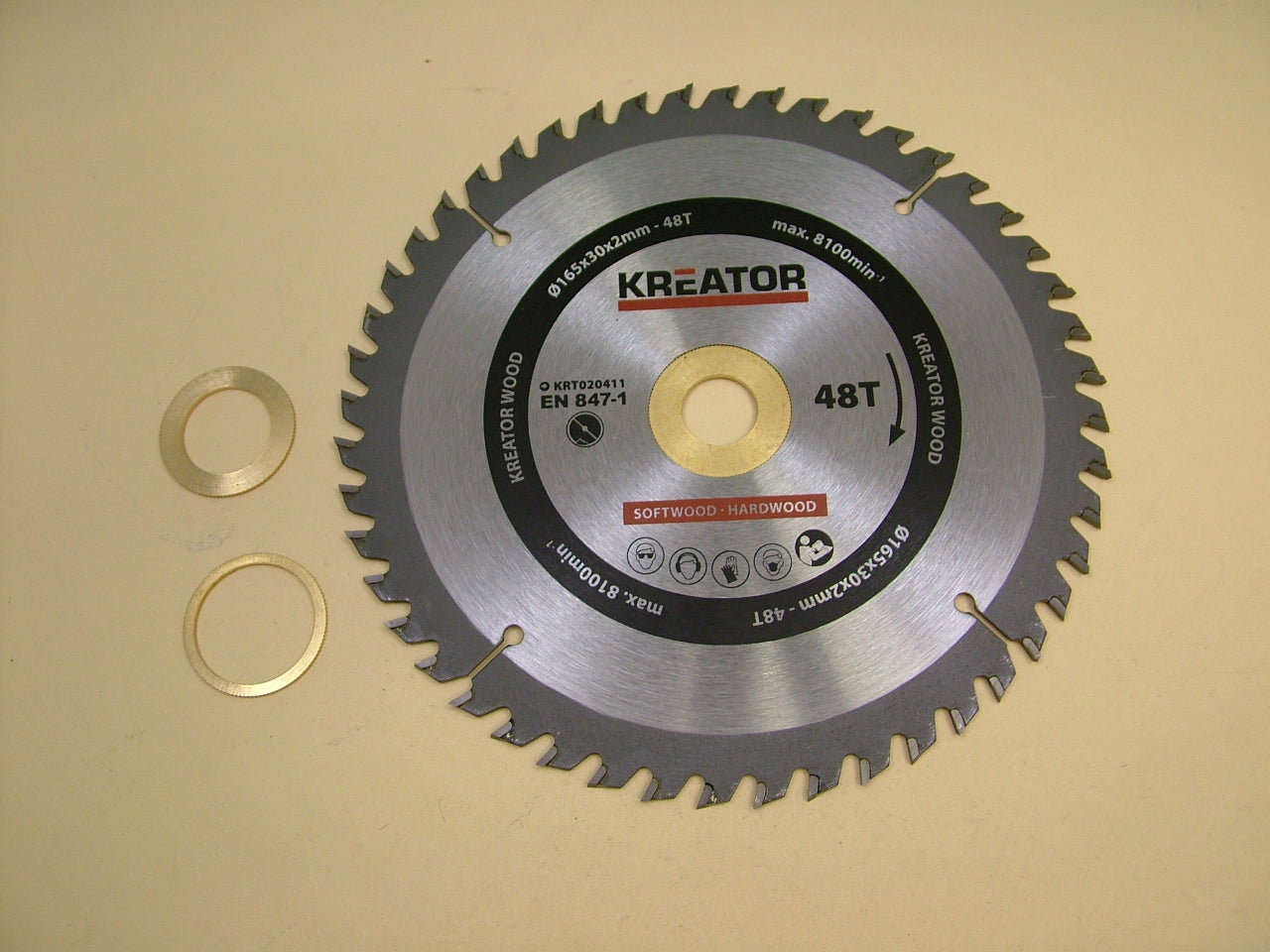 Circular saw blade wood fine cut 165mm 48 teeth 30 bore + 3 reducers
