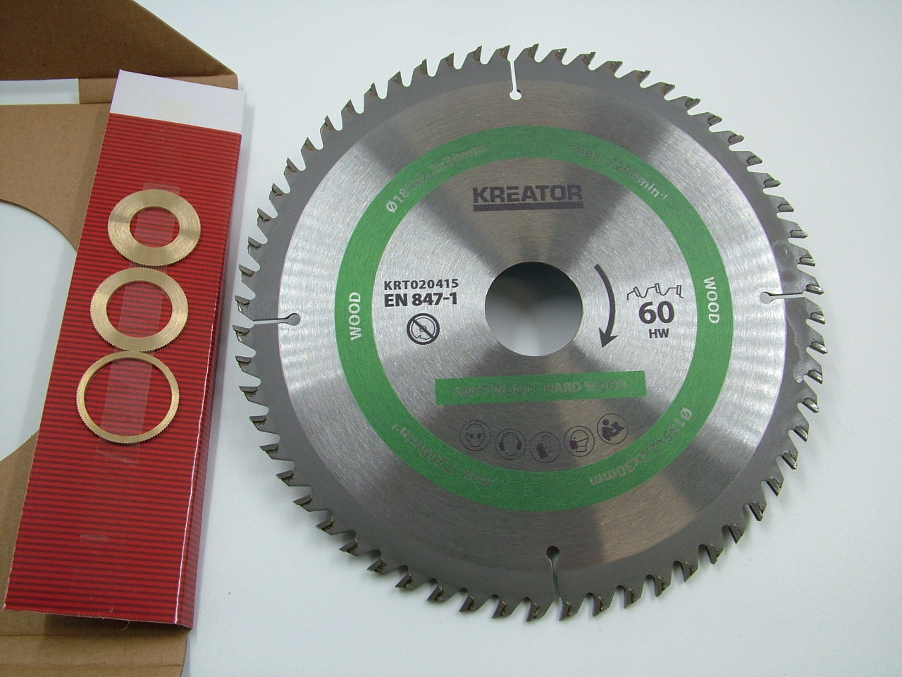 Circular saw blade wood fine cut 185mm 60 teeth 30 bore + 3 reducers