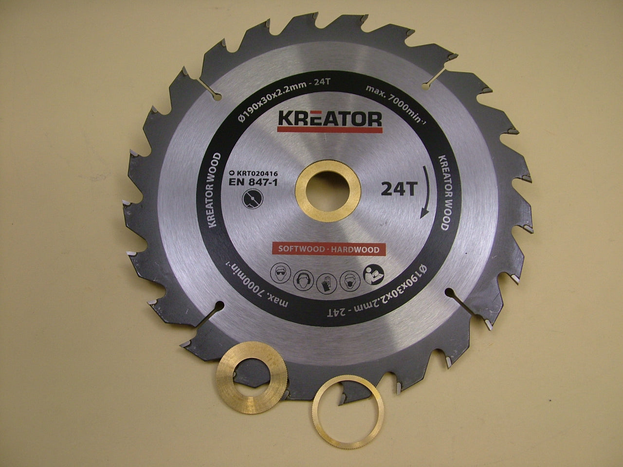 Circular saw blade wood rip cut 190mm 24 teeth 30 bore + 3 reducers