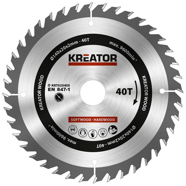 Circular saw blade wood fine cut 140mm 40 teeth 20 bore + 4 reducers