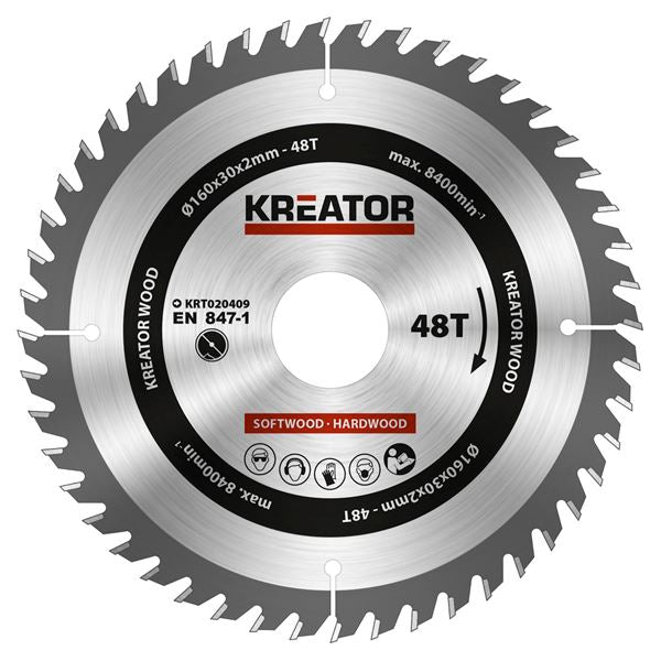 Circular saw blade wood fine cut 160mm 48 teeth 30 bore + 3 reducers