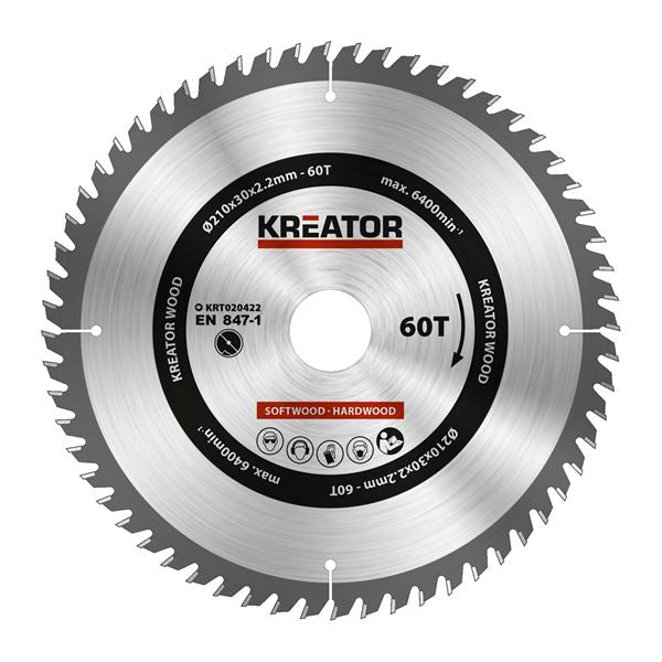Circular saw blade wood fine cut 210mm 60 teeth 30 bore + 3 reducers